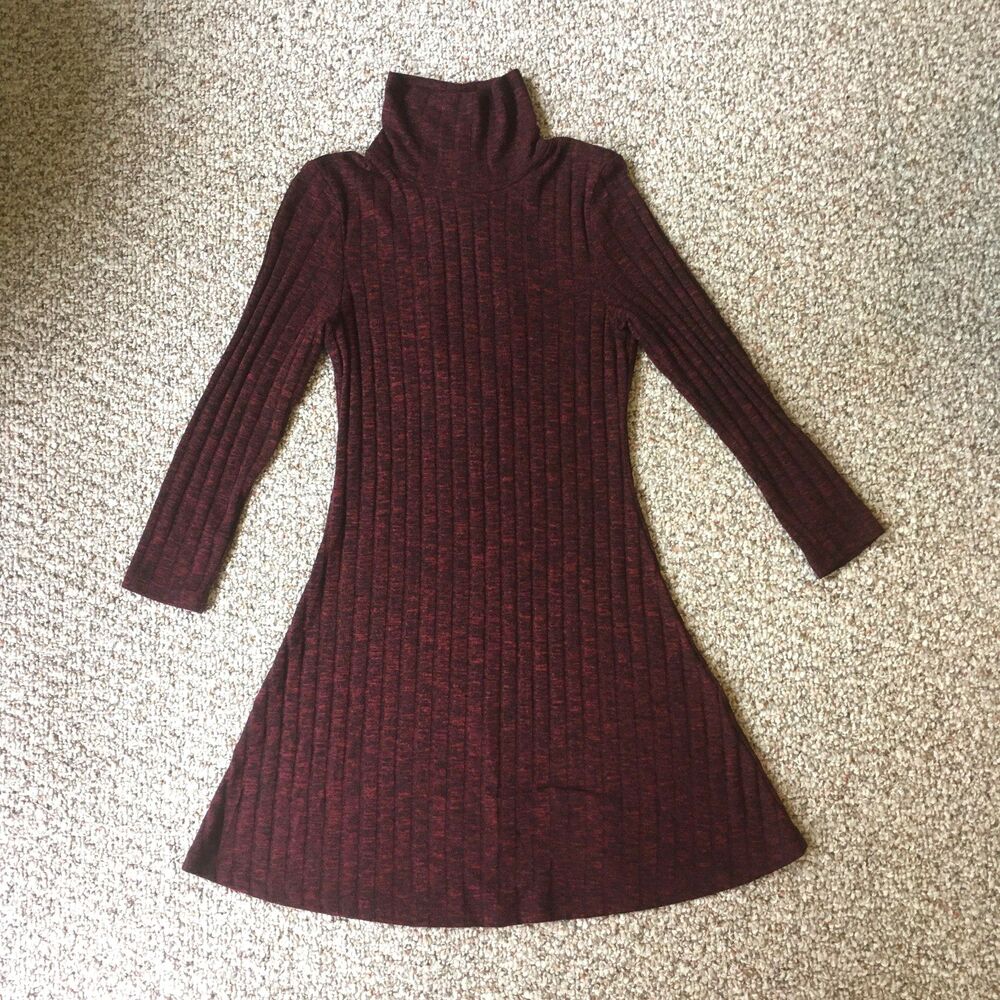 American Eagle Sweater Dress Size S Long Sleeve Keyhole Back Mini Red Holiday